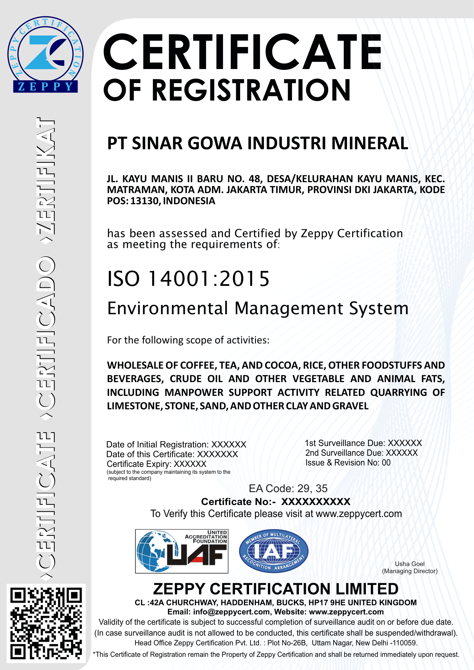 ISO 14001 Sinar Gowa Industri Mineral